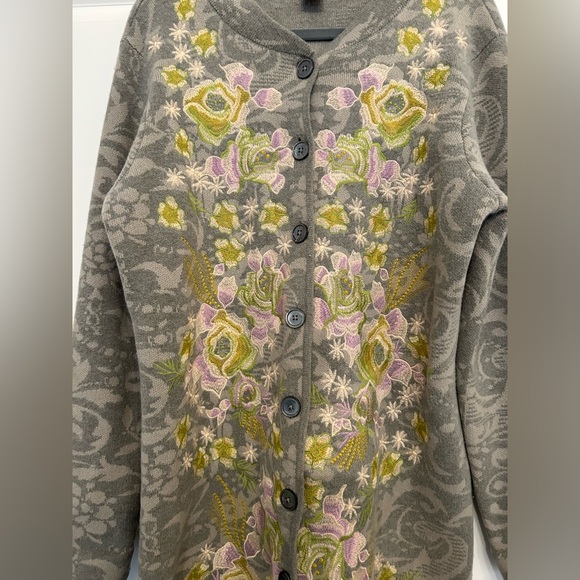 Sundance Gray Floral Embroidered Coat - Picture 3 of 5